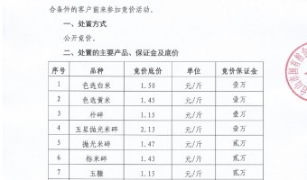 新闻中心-台山市国有粮食集团有限公司-2021年5月份珍香大米加工厂副产品公开竞价公示