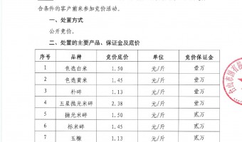 新闻中心-台山市国有粮食集团有限公司-2021年1月份珍香大米加工厂副产品公开竞价公示