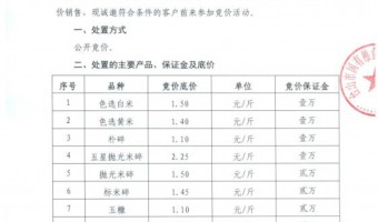 竞价资讯-台山市国有粮食集团有限公司-2021年2-3月份珍香大米加工厂副产品公开竞价公示